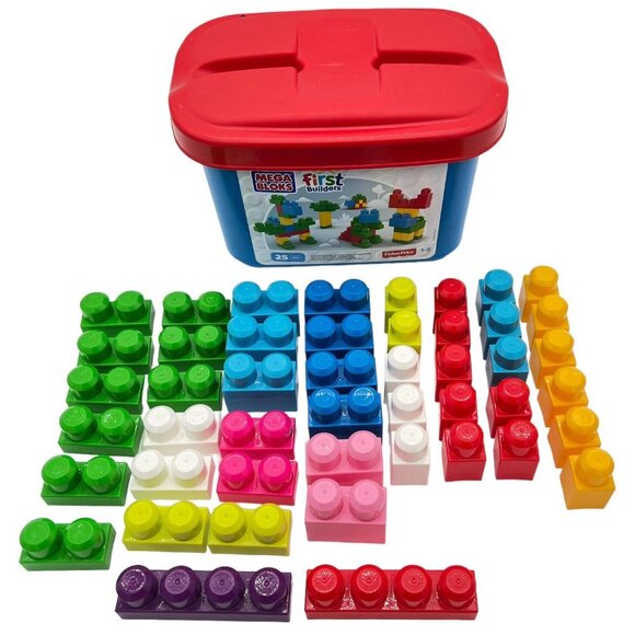 Mega Bloks First Builders 47 Piece Set Ages 1-5 Fisher-Price Storage Bin 2015 - Picture 2 of 8